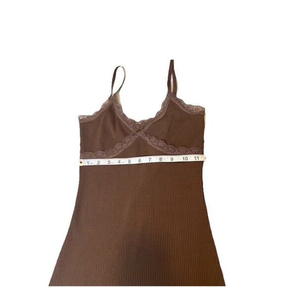 Divided‎ Y2k Style Brown Ribbed Knit Tank Dress Lace Trim Women's Size XS - Picture 4 of 7